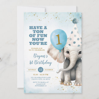 Cute Elephant nu din födelsedag Party Inbjudningar