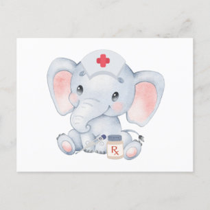Cute Elephant Nurse Vykort