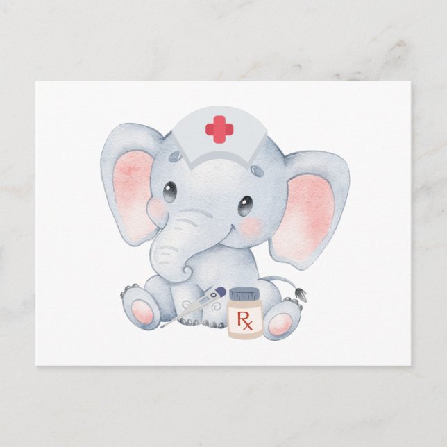 Cute Elephant Nurse Vykort (Framsida)