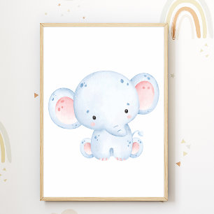 Cute Elephant Nursery Poster Kids Room Decor