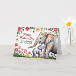 Cute Elephant och Baby Blommigt Mors dag Kort