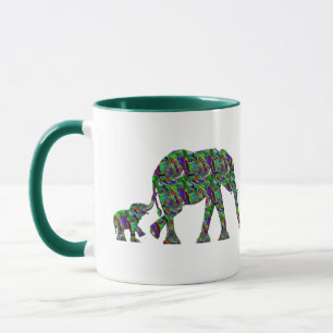 Cute Elephant och Baby Elephant Coffee-Mugg Design Mugg