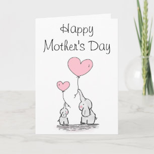 Cute Elephant och Baby Mors dag Card Kort