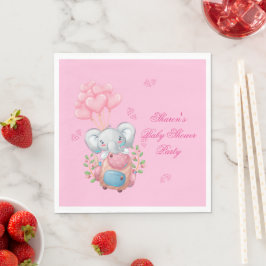 Cute Elephant och Balloon Baby Shower Pappersserve Pappersservett