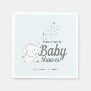 Cute Elephant och Confetti Blue Baby Shower Pappersservett