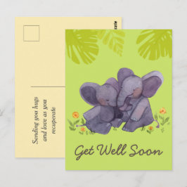 Cute Elephant och Encouragement får bra Grönt Pos Vykort