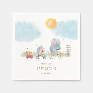 Cute Elephant och Hedgehog Baby Shower Pappersservett