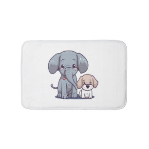 Cute Elephant och hund Badrumsmatta
