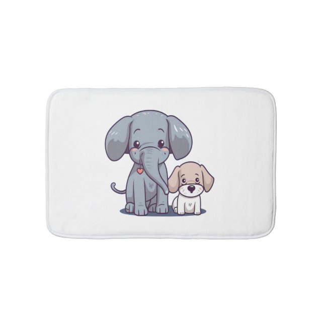 Cute Elephant och hund Badrumsmatta (Framsidan)