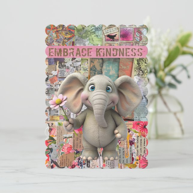 Cute Elephant och Mouse Greeting Card Inbjudningar (Stående Fram)