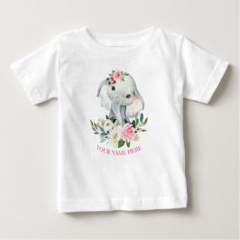 Cute Elephant och  Rosa Blommigt 1:a årsdagen T Shirt