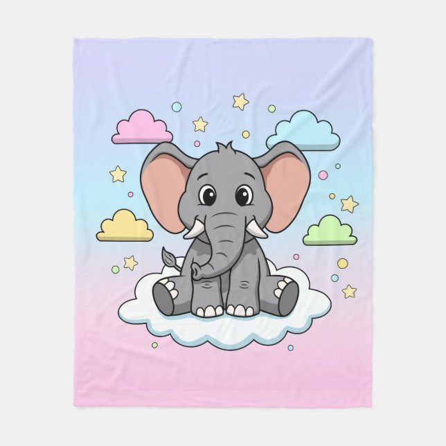 Cute Elephant on Cloud - I'm Ele-Fun-t Pun Fleecefilt (Framsidan)