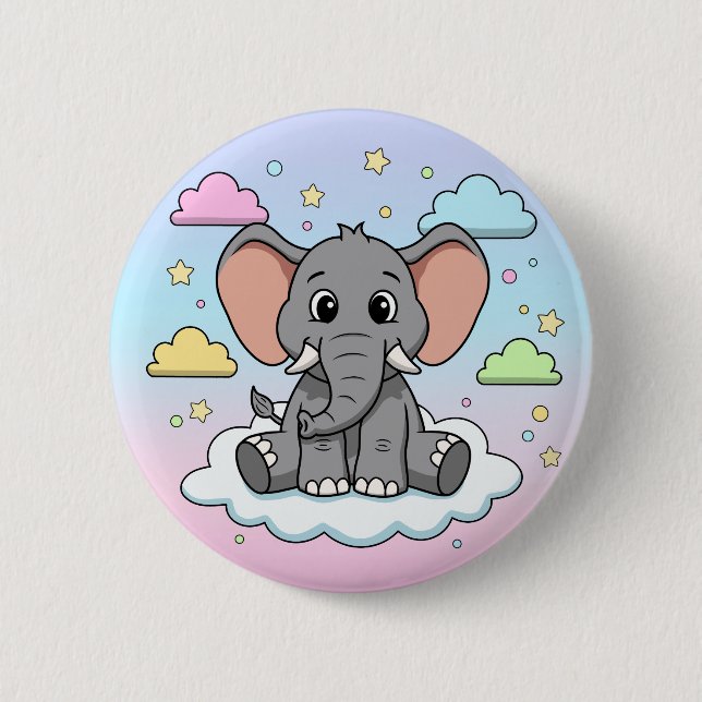 Cute Elephant on Cloud - I'm Ele-Fun-t Pun Knapp (Framsida)