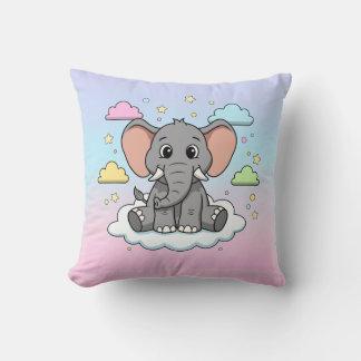 Cute Elephant on Cloud - I'm Ele-Fun-t Pun Kudde