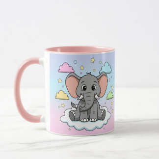 Cute Elephant on Cloud - I'm Ele-Fun-t Pun Mugg