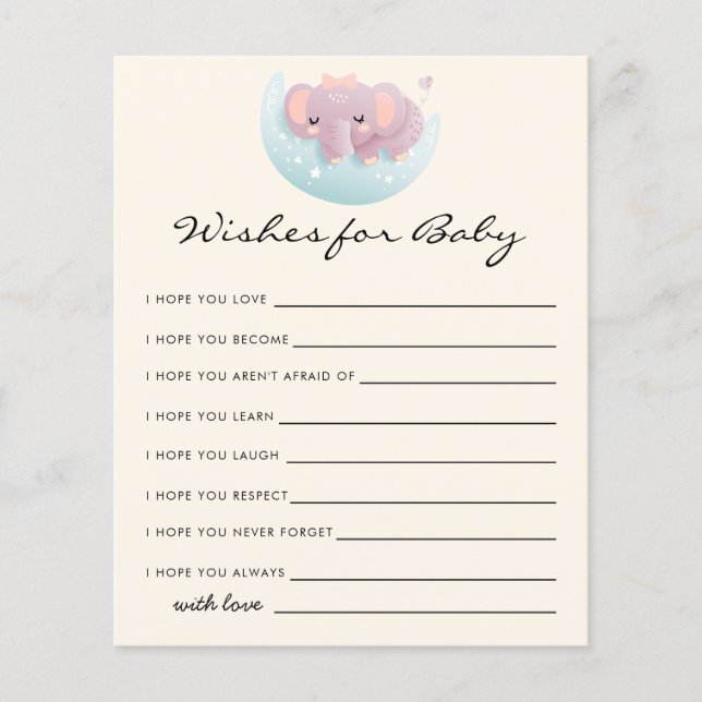 Cute Elephant Önskemål för Baby Card (Framsida)