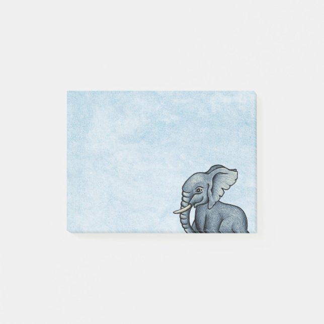 Cute Elephant på Blue Post IT Notes Post-it Block (Framsida)