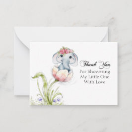 Cute Elephant på Flower Petals Tack Anteckningskort