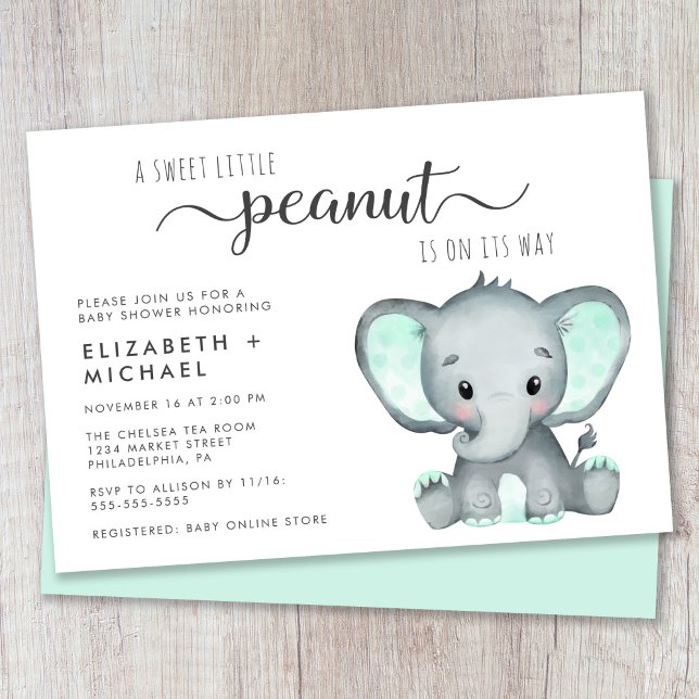 Cute Elephant Par Baby Shower Inbjudningar (Skapare uppladdad)