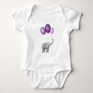 Cute elephant personlig baby-kroppsdräkt (lila) t shirt