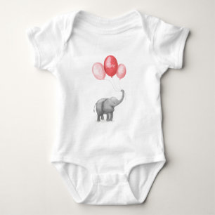 Cute elephant personlig baby-kroppsdräkt (rosa) t shirt