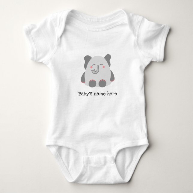 Cute elephant personlig baby-kroppsdräkt t shirt (Framsida)