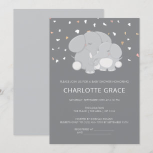 Cute Elephant Personlig Baby Shower Inbjudningar