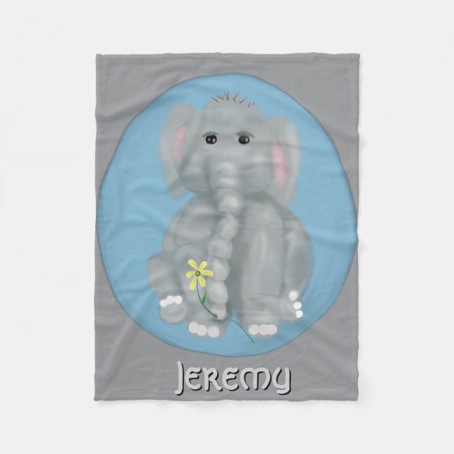 Cute Elephant Personlig Fleece Blanket (Framsidan)