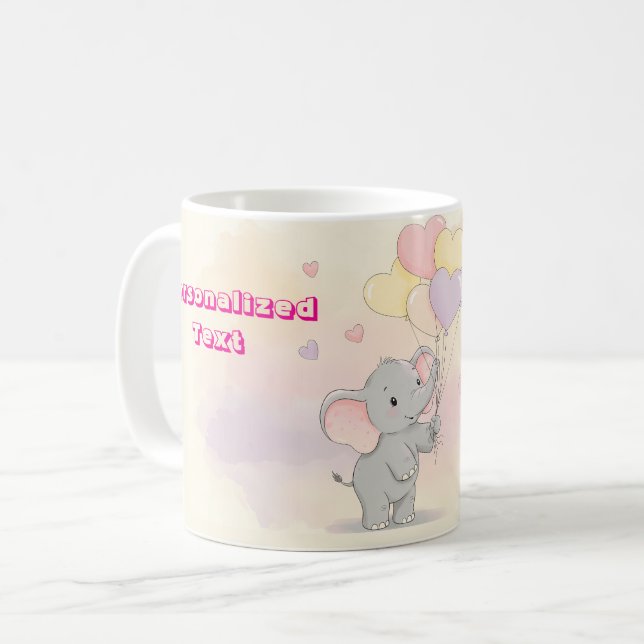 Cute Elephant Personlig Gift för Mamma Kaffemugg (Framsida vänster)