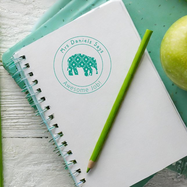 Cute Elephant Personlig Lärare - bra klar Självfärgande Stämpel (Skapare uppladdad)