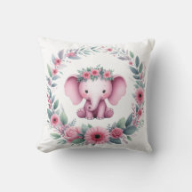 Cute Elephant Pillow i Rosa