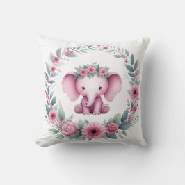 Cute Elephant Pillow i Rosa Kudde
