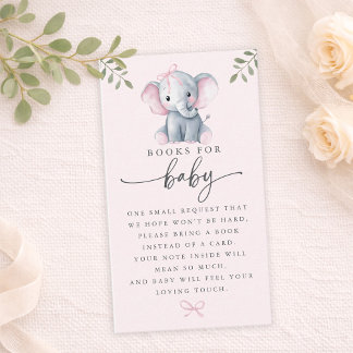 Cute Elephant Pink Books for Baby Card Visitkort