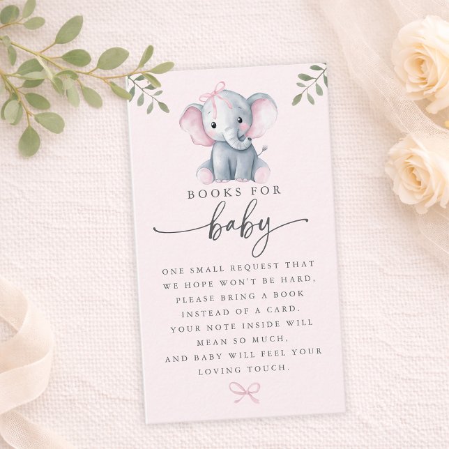 Cute Elephant Pink Books for Baby Card Visitkort (Cute Elephant Pink Books for Baby Card)