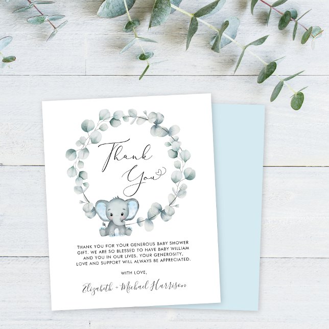 Cute Elephant Pojke Shower Tack (Skapare uppladdad)