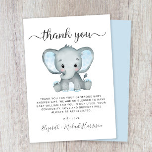 Cute Elephant Pojke Shower Tack Kort