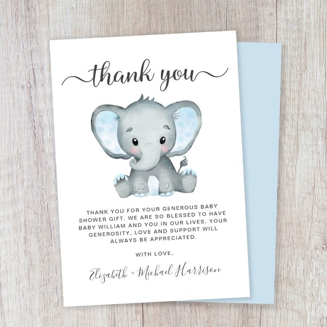 Cute Elephant Pojke Shower Tack Kort (Skapare uppladdad)