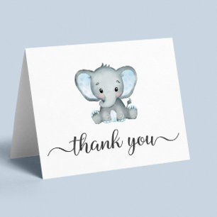 Cute Elephant Pojke Shower Tack Kort