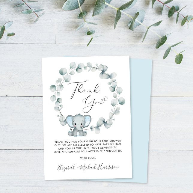 Cute Elephant Pojke Shower Tack Kort (Skapare uppladdad)