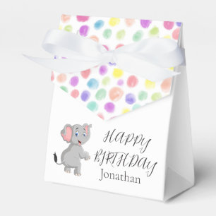 Cute Elephant Poker Dots Birthday Presentaskar