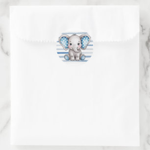 Cute Elephant Polka dots Boy Shower Runt Klistermärke