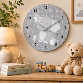Cute Elephant Polka dots Stor Klocka