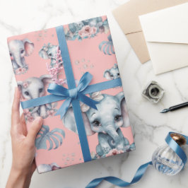 Cute Elephant Print på Rosa-bakgrund Presentpapper