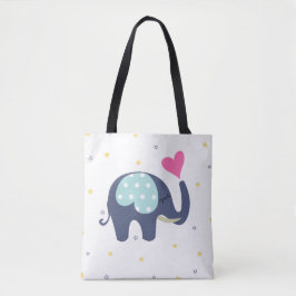 Cute elephant print Tothe bag Tygkasse