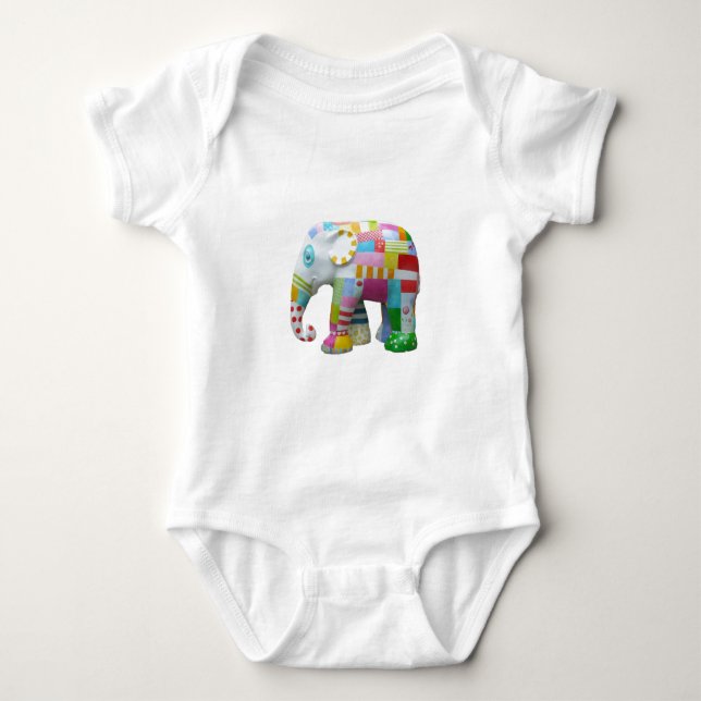 Cute elephant retro-lappverk vismiskt t shirt (Framsida)