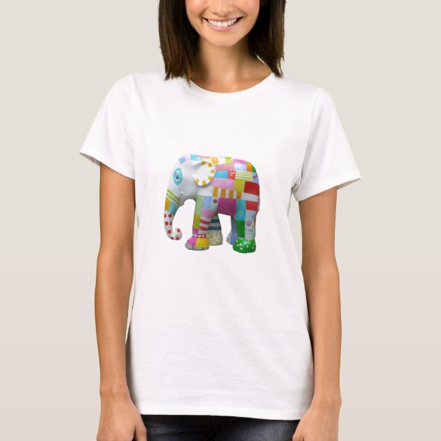 Cute elephant retro-lappverk vismiskt t-shirt (Framsida)