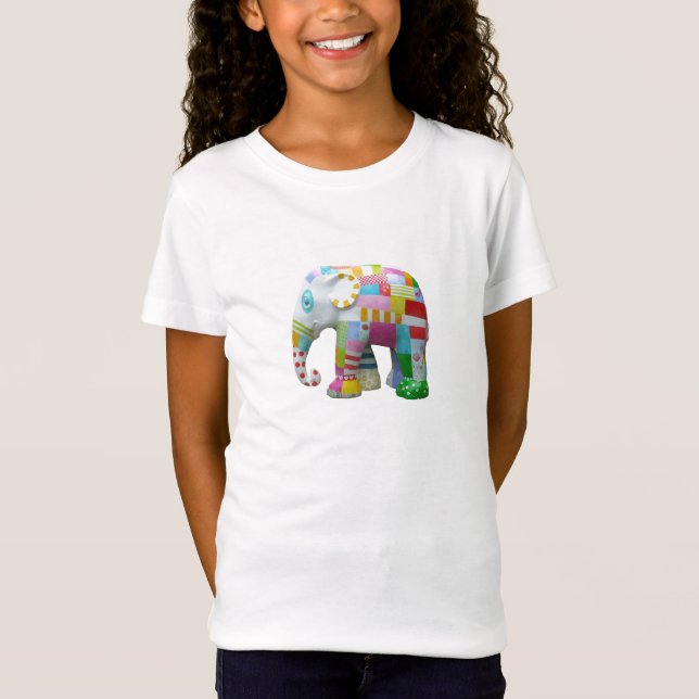 Cute elephant retro-lappverk vismiskt tee shirt (Framsida)