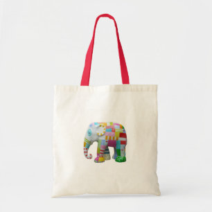 Cute elephant retro-lappverk vismiskt tygkasse