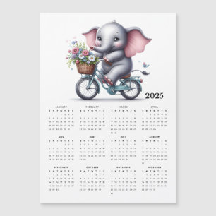 Cute Elephant Riding a Bicycle Magnet Calendar