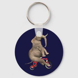 Cute Elephant Riding A Tricle Nyckelring